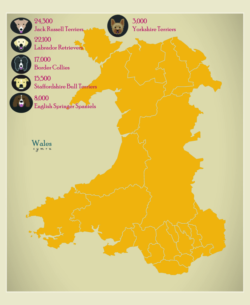 Modern Map - Wales with regions UK