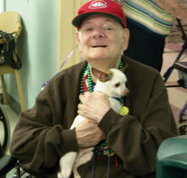 elderly man with chihuahua