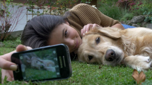 girl dog selfie