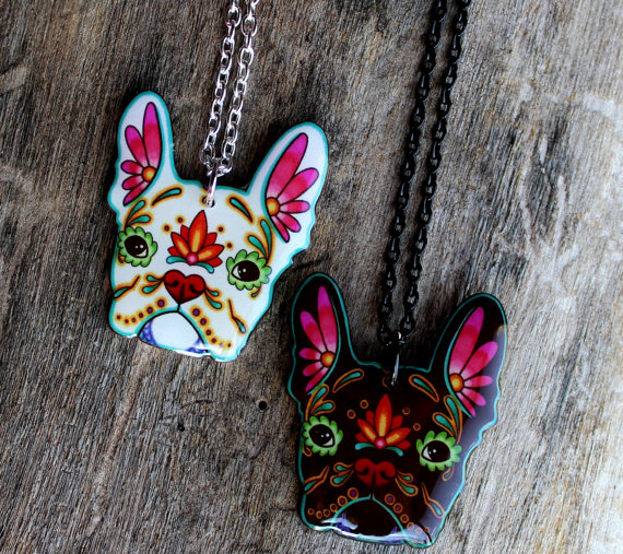 Day Of The Dead French Bulldog Necklace 