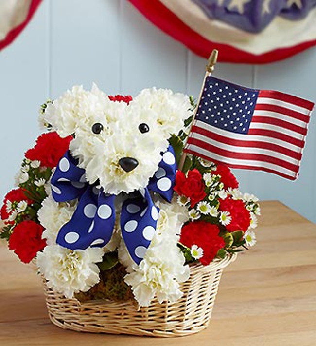 Patriotic pup flowers