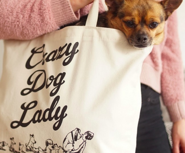 fidel crazy dog lady tote bag barkshop