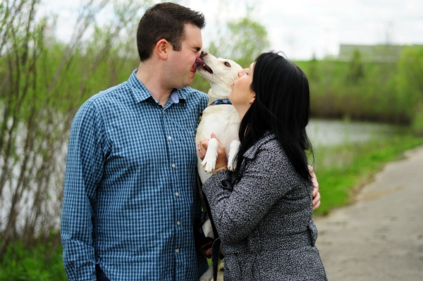dog-kisses-engagement-photo