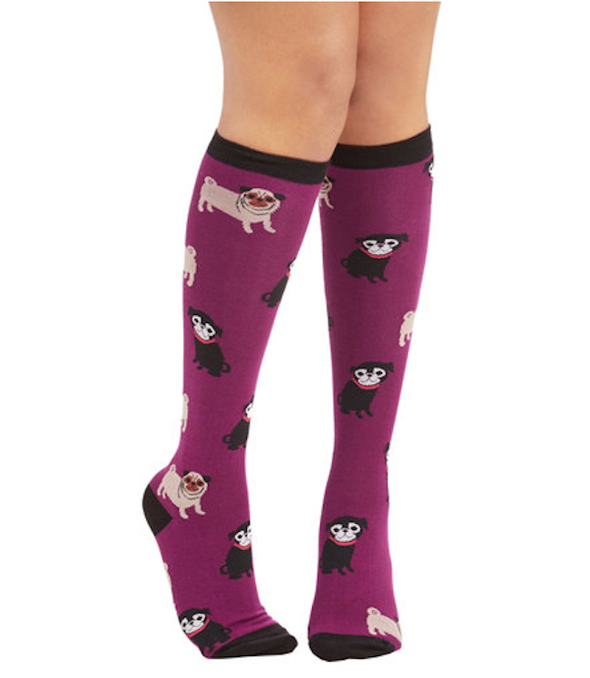 pug knee high socks