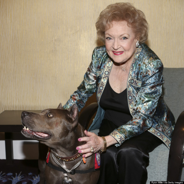 BEVERLY HILLS, CA - OCTOBER 5: Elle (L) and actress Betty White (R) pose during the American Humane Association Hero Dog Awards 2013 held at the Beverly Hilton Hotel on Saturday, Oct. 5, 2013, in Beverly Hills, California. (Photo by Ryan Miller/Getty Images)