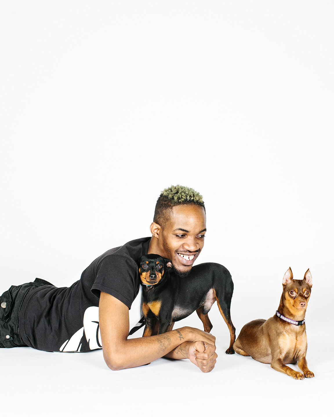 Tremaine and his dogs Rockee Balboa and Madam Russia