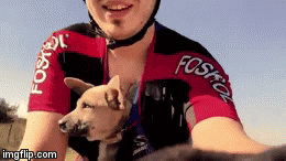 Man Cycling With Dog