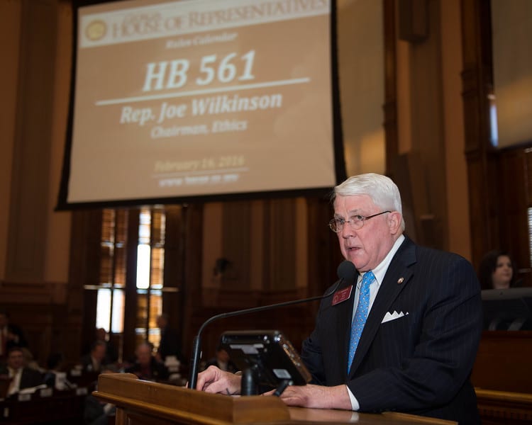 Rep. Wilkinson and his Labrador tie introducing HB 561 to the Georgia House this past Tuesday.