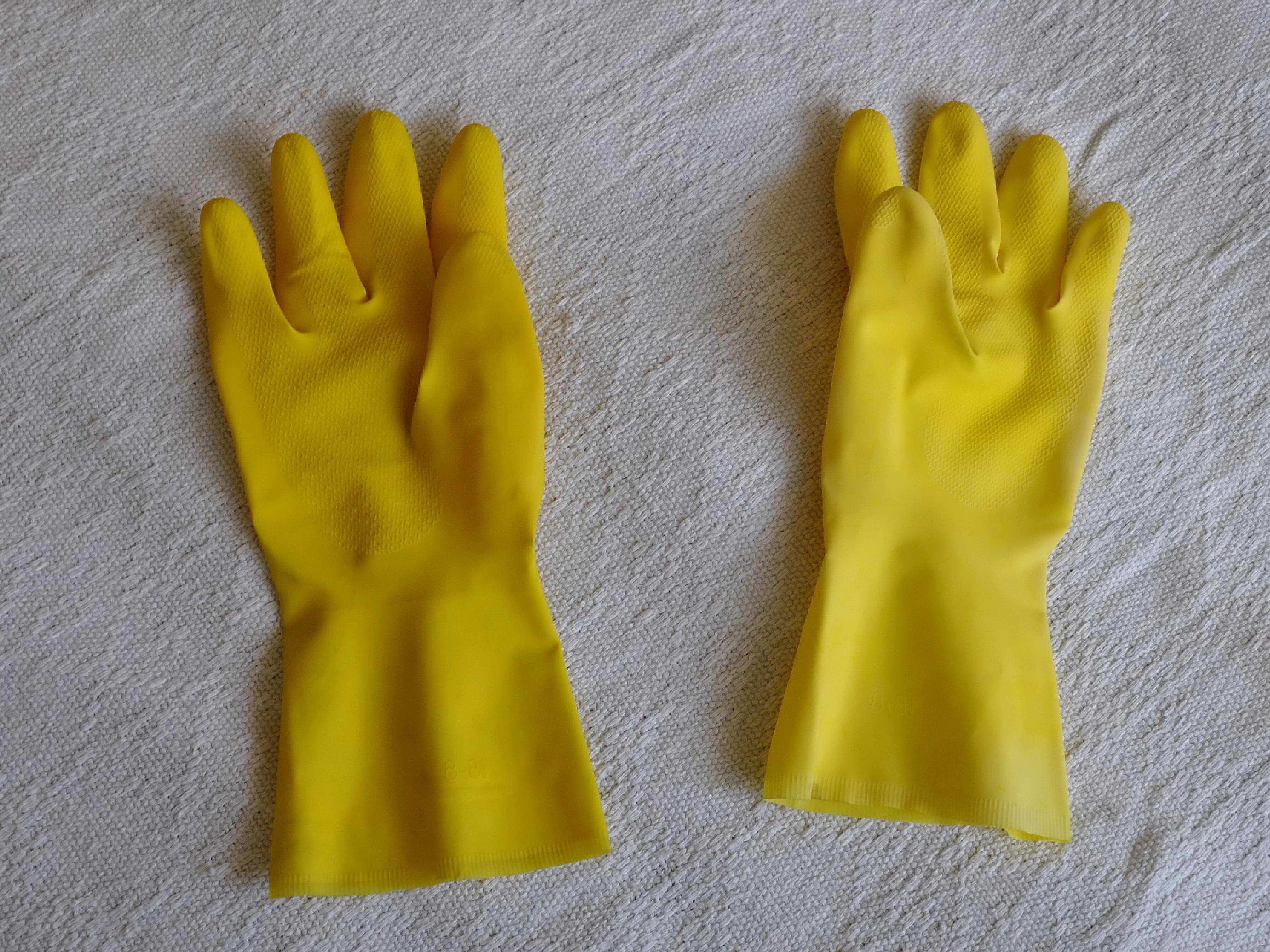 Yellow rubber gloves