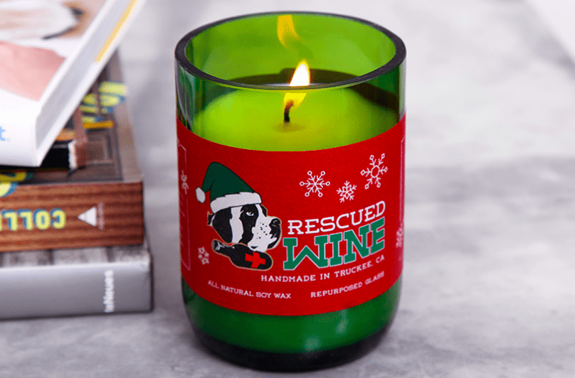 rescued wine holiday candle
