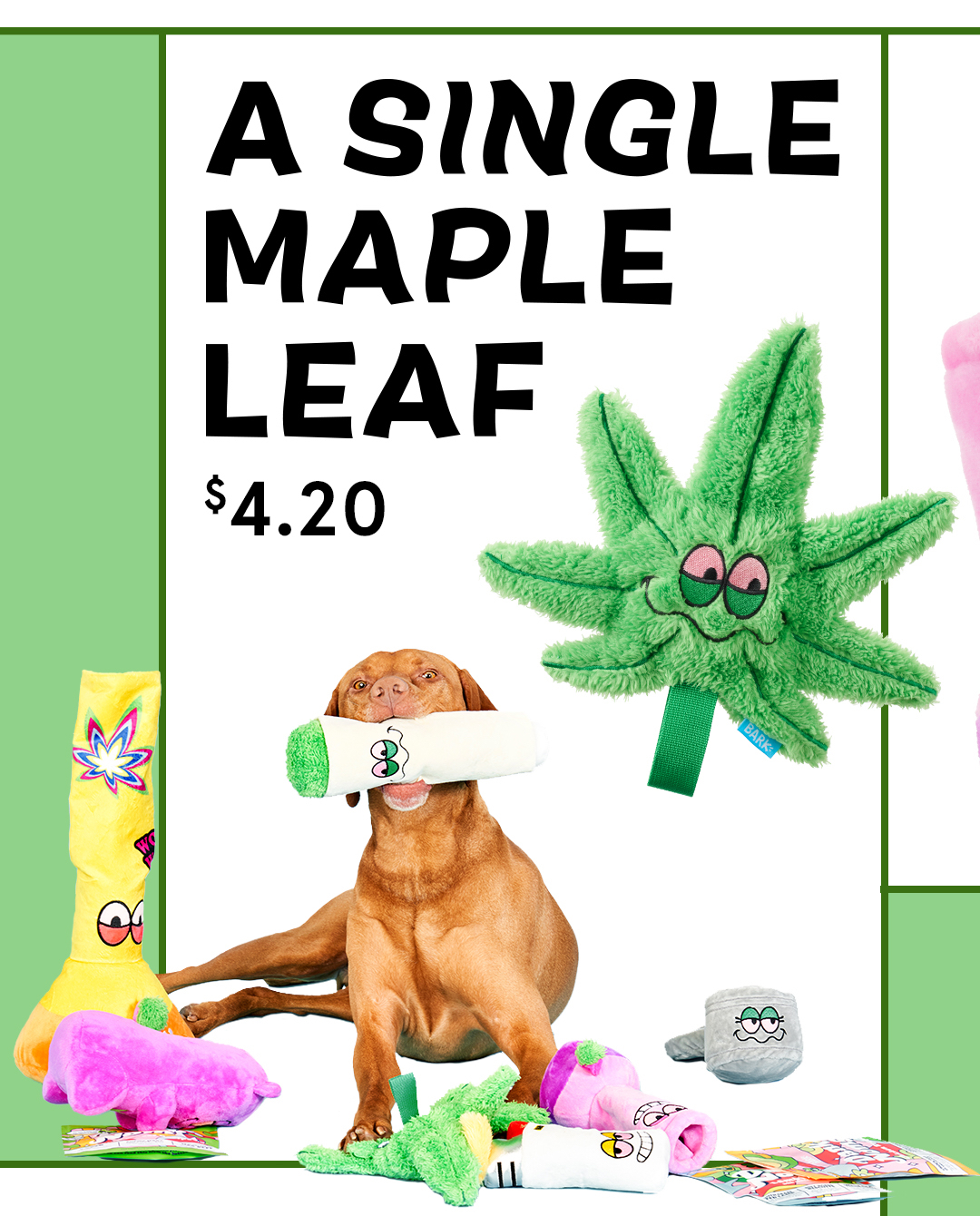 barkbox 420 weed toys single maple leaf