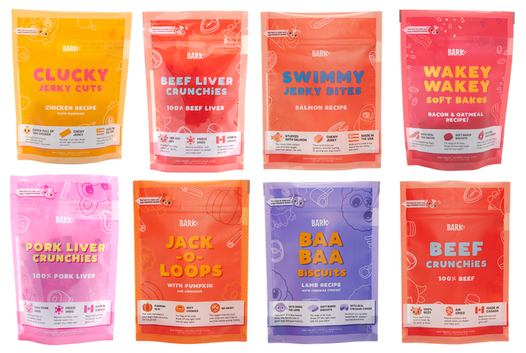 Bags of treats that come wit barkbox