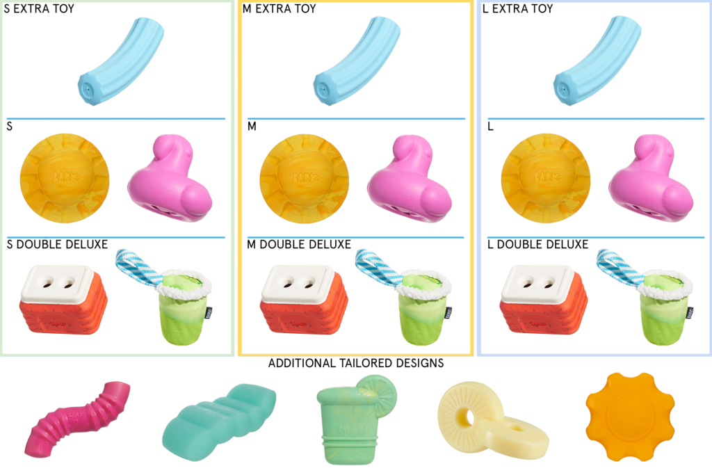 pool party themed super chewer toy size chart