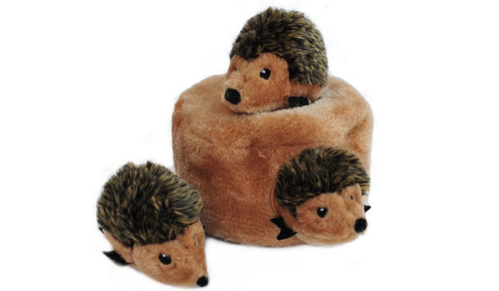  ZippyPaws Burrow Squeaky Hide & Seek Plush Dog Toy, Hedgehog Den, Puzzle Set