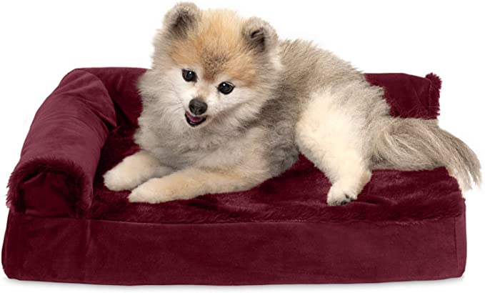  Furhaven Two-Toned L-Shaped Pet Bed for Dogs and Cats